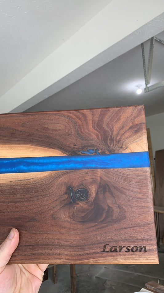 Custom Hardwood/Epoxy Cutting Boards