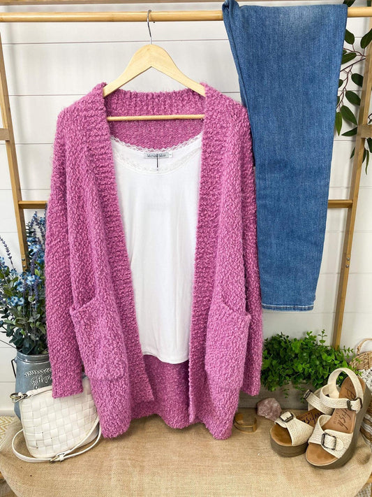 IN STOCK Fuzzy Cardigan - Purple